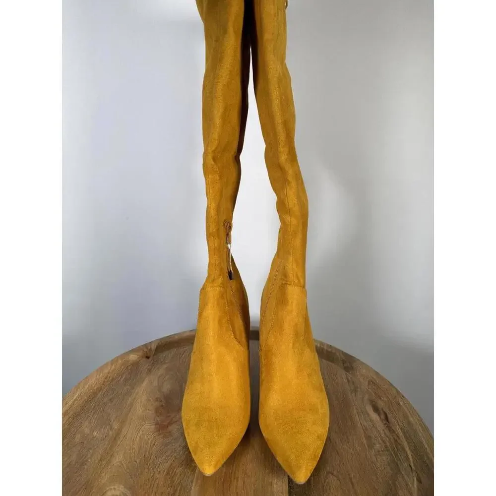 Steve Madden Risky Mustard Suede Below-the-Knee Boots Women’s Size 6.5 NWB